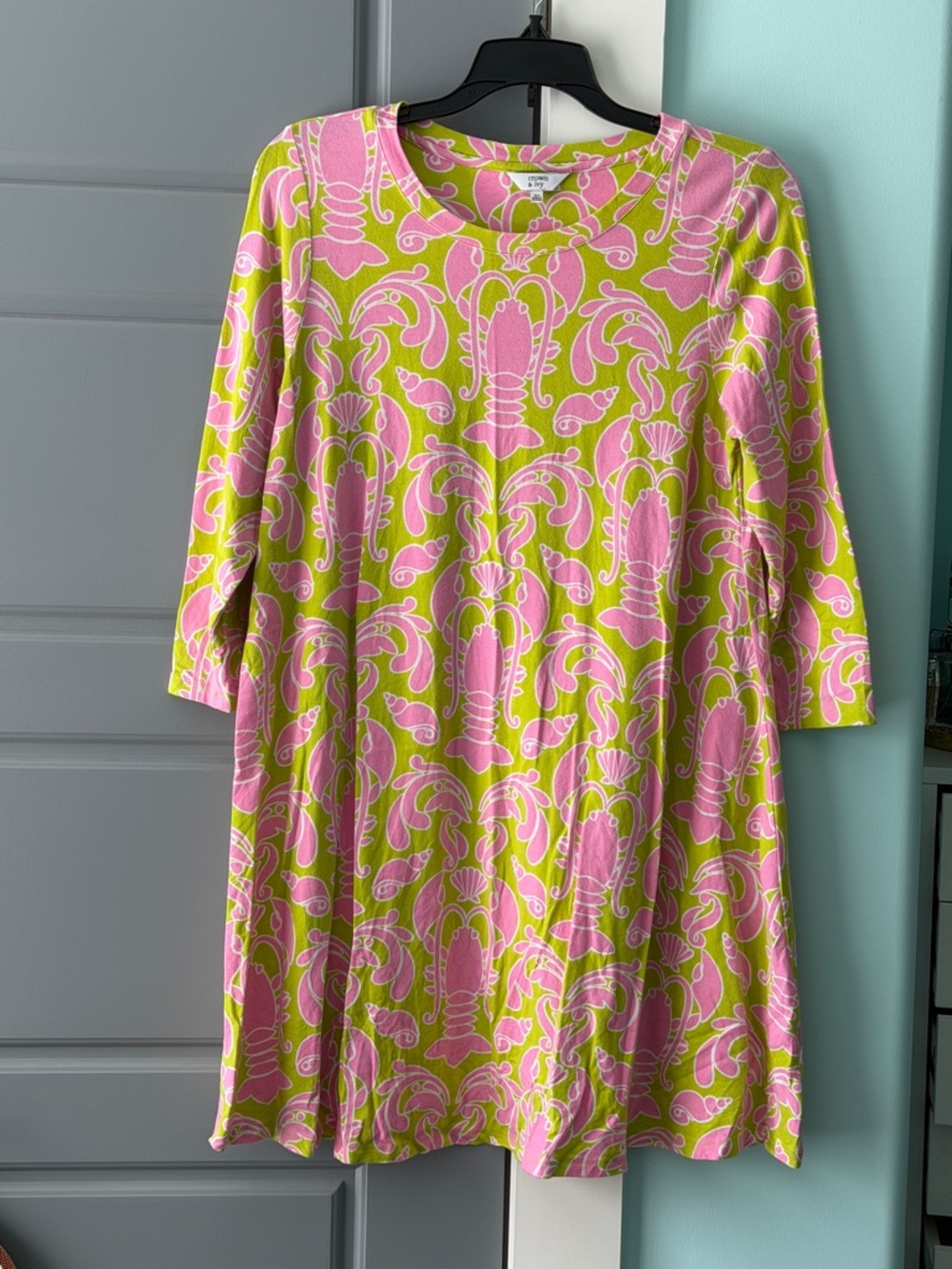 Bright Pink & Lime Patterned Shift Dress